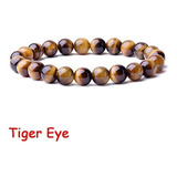 Pulseira Esferas De Pedras Naturais Olho De Tigre 8mm Linda