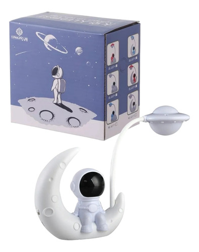 Lámpara Astronauta Luna Recargable Mesa De Noche Escritorio