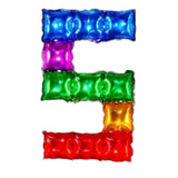 Globo Metalizado Numeros 16 PuLG Pixel 3d Minecraft Bloque Color 5 Multicolor