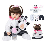 Boneca Bebê Reborn Realista Silicone Panda 48cm Zavanese