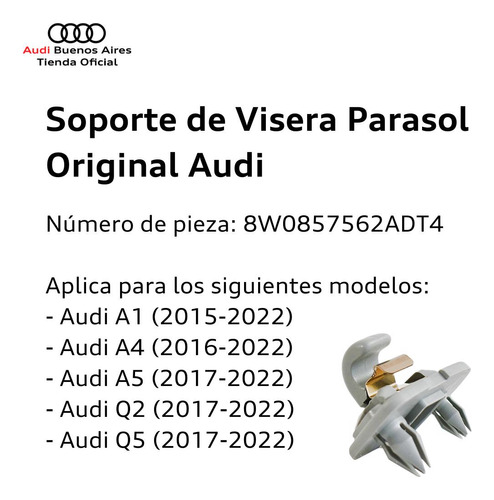 Soporte De Visera Parasol Audi Q5 2017 Al 2021 Foto 2