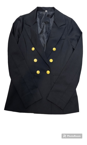 Blazer Negro Sastrero Botones Dorados