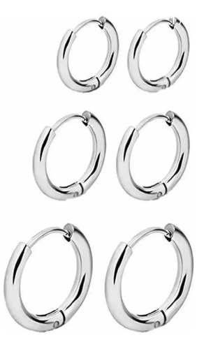 Kit Brinco Argola Trio Masculino Feminino Aço Inox 3 Pares 