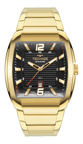 Relógio Masculino Technos Skymaster 2115mwj/1p Dourado  Cor Do Fundo Preto