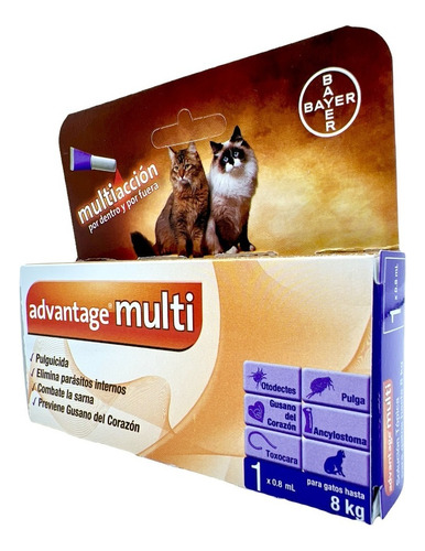 Advantage Multi Gato 0.8 Ml 0-8kg Parasitos Internos Pulgas 