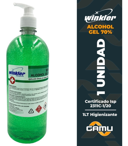 Alcoholgel Winkler 70% Certificado Isp 1 Litro Higienizante