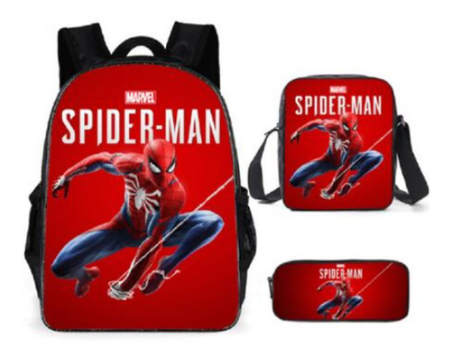 Mochila Escolar Spiderman Kit De 3 Piezas