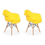Conjunto 2 Cadeiras Charles Eames Wood Daw Com Braços Design