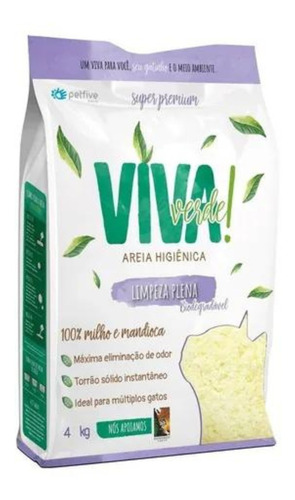 Areia Higiênica Para Gato Viva Verde Limpeza Plena 4kg