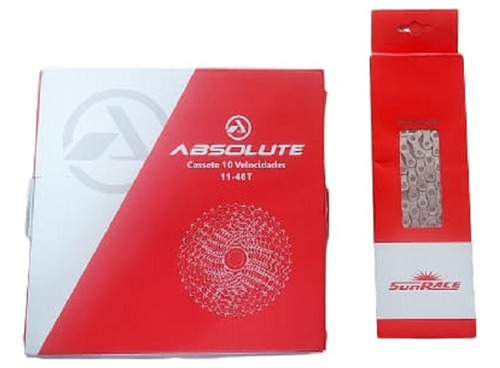 Cassete K7 Absolute 10v Prata C/ Preto 11/46 Mtb + Corrente 