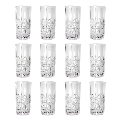 12 Vasos De Vidrio Gruesos Estrella 430 Ml Vencort Color Transparente