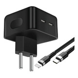 Carregador Para iPhone Turbo Duplo Usb C 40w Cabo Lightning