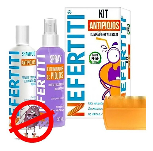 Shampoo Anti Piojos Y Spray Nefertiti® Con Peine 135ml