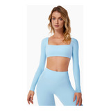 Crop Top Deportivo Mujer Manga Larga Yoga Gym Novy Fitness