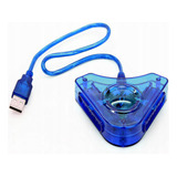 Adaptador Conversor Azul Duplo Usb Pc Psone Ps2 Ps3