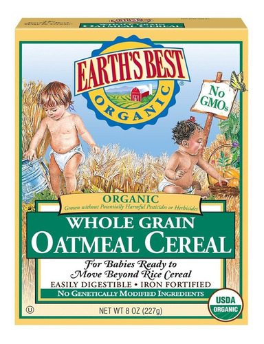 Earth's Best Cereal Avena Organica Comida Bebé 227g 3 Pack