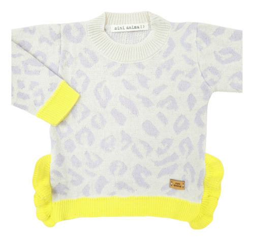 Sweater Volados Print Mini Anima Tejido Bebe Kids Lila