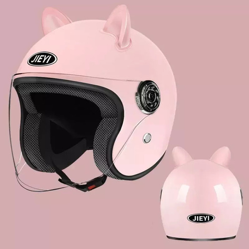 Casco De Motocicleta Con Orejas Gato Para Hombres Y Mujeres