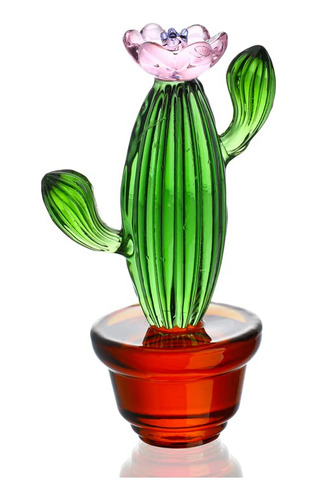 Krisinine 4.3inch Handmade Blown Glass Art Cactus Figurine .