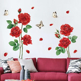 Wondever, Pegatinas De Pared De Flores Con Rosas Rojas, Calc