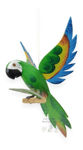 Arara De Madeira Enfeite Pássaro Escultura Móbile Decoração