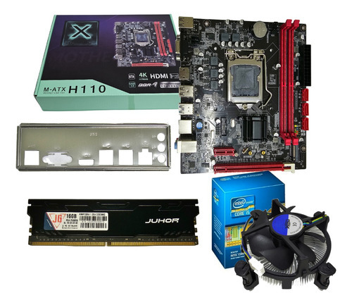 Kit Processador I5 7500 + Placa Mãe H110m 1151 + 16gb Ddr4 Cor Preto