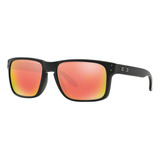 Óculos De Sol Oakley Holbrook Standard Armação De O Matter Cor Matte Black, Lente Ruby De Plutonite Prizm, Haste Matte Black De O Matter - Oo9102