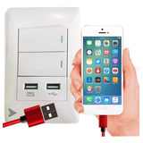 Kit 3 Interruptor Duplo Branco 2 Portas Usb Bivolt