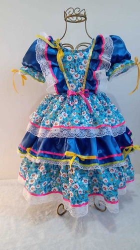 Vestido De Festa Junina Infanti Luxo Laços  Tiara De Brinde 