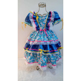 Vestido De Festa Junina Infanti Luxo Laços  Tiara De Brinde 