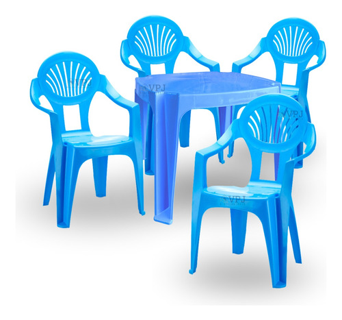 Kit Com Mesa + 4 Cadeiras Infantil Plasticas Varias Cores