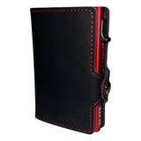Billetera Cuero Elite Wallet- Tarjetero Rfid Black And Red