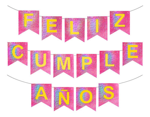 Banderin Letrero Feliz Cumpleaños Holografico Fiesta Tornaso