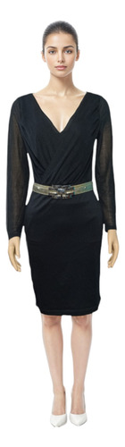 Vestido Formal - Fiesta Negro Ajustado Marca H & M - Talla S