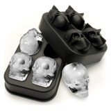 Forma De Gelo Caveira Silicone Bpa-free Noesis Cor Preto