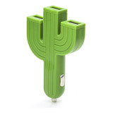 Cargador Para Auto 3 Puertos Cactus Kikkerland Us132 Color Verde