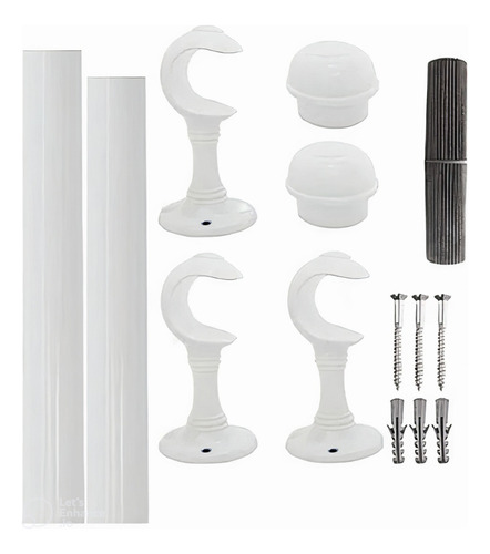 Kit Varão Simples 3 Metros 19mm Para Cortina Cores Cor Branco