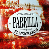 Cartel Chapa Decorativo Parrilla Ovalo Vintage Apto Exterior