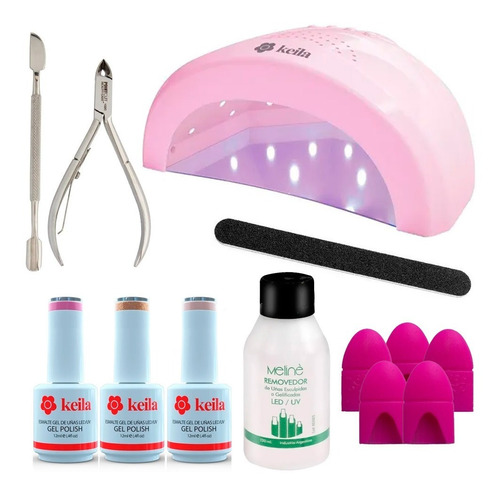 Kit Semipermanente Manicuria Esmaltes Uñas Cabina Uv Led 48w