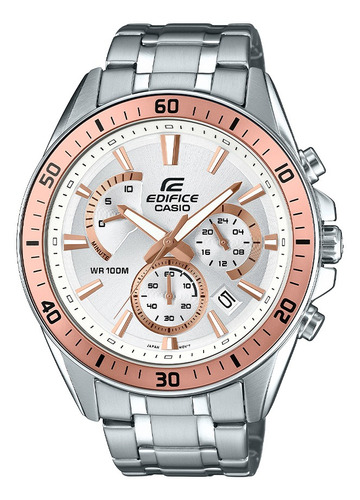 Reloj Edifice Efr-552d-7avudf En Acero Inoxidable Hombre Color De La Correa Gris Color Del Fondo Blanco