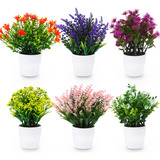 Planta Artificial En Maceta, 6 Unidades, Flores Coloridas, D