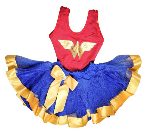 Conjunto Body Infantil Similar Mulher Maravilha Saia Tule