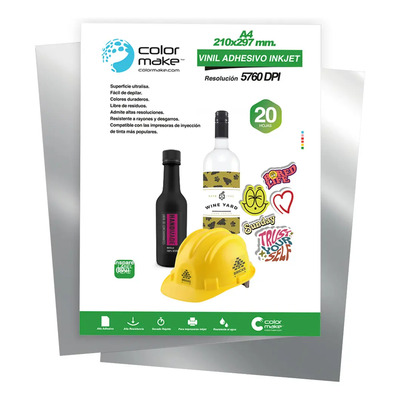 Vinil Imprimible Adhesivo Inkjet Plata Brillante A4 20hojas | MercadoLibre