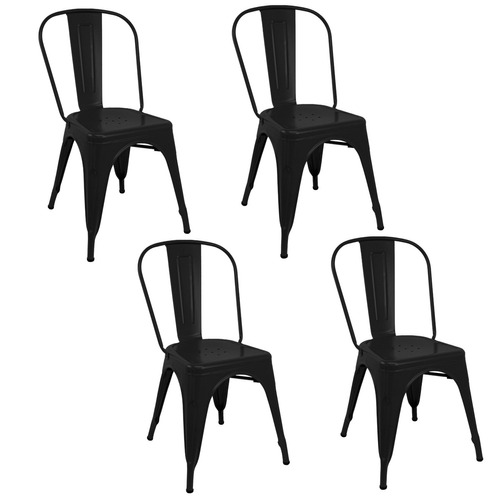 Silla De Comedor Kingshouse Tolix, Estructura Color Negro, 4 Unidades