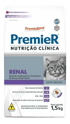 Ração Premier Nutrição Clínica Renal Para Gatos - 1,5kg