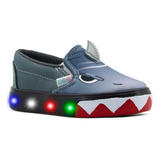 Tenis Niño Luces Led Casual Tiburon Shark Dino Rex 15-21.5