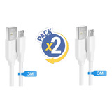 Pack 2 Cables De Carga De Control Play4 3mts Compatible 