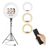 Iluminador Led Ring Light Grande 46cm 3 Cores Luz Estúdio