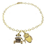 Pulsera Wall-e Y Eva Pareja Baño Oro 24k Plata 925