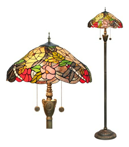Lámpara De Pie Vintage Con Vidrieras Tiffany